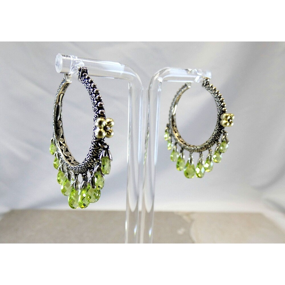 BARBARA BIXBY Peridot Sterling Silver 18KT Gold Hoop Earrings